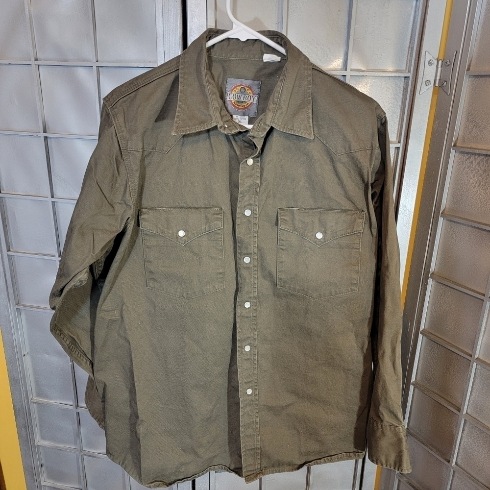 Men's Olive Green Button-Down Workshirt
